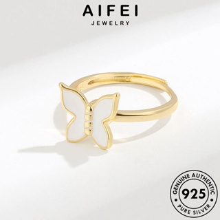 AIFEI JEWELRY 925 แหวน เกาหลี แฟชั่น เงิน ทอง เครื่องประดับ แท้ ผีเสื้อที่สร้างสรรค์ ต้นฉบับ Silver ผู้หญิง เครื่องประดับ R55