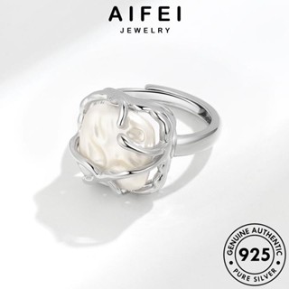 AIFEI JEWELRY Silver แหวน 925 ต้นฉบับ เครื่องประดับ ผู้หญิง เรขาคณิตย้อนยุค ไข่มุก เครื่องประดับ แท้ เกาหลี แฟชั่น เงิน R117