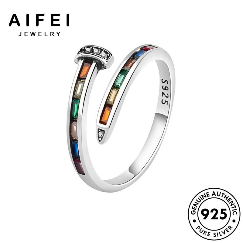 AIFEI JEWELRY 925 เงิน มรกต เกาหลี แฟชั่น แหวน Silver ต้นฉบับ สายรุ้งบุคลิกภาพ เครื่องประดับ เครื่องประดับ ผู้หญิง แท้ R194