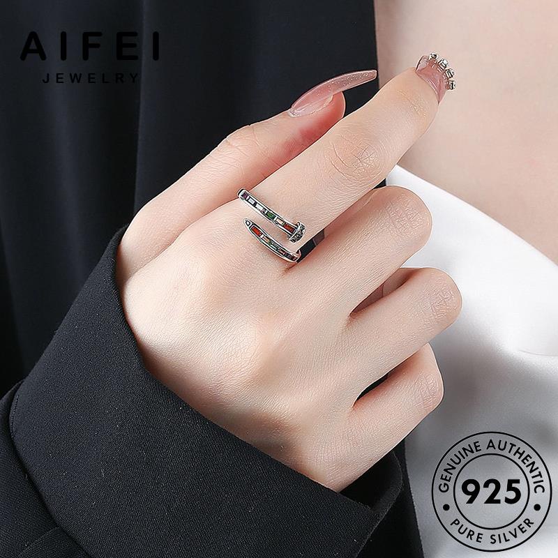 AIFEI JEWELRY 925 เงิน มรกต เกาหลี แฟชั่น แหวน Silver ต้นฉบับ สายรุ้งบุคลิกภาพ เครื่องประดับ เครื่องประดับ ผู้หญิง แท้ R194
