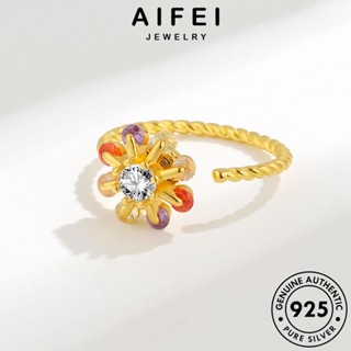 AIFEI JEWELRY ผู้หญิง 925 แฟชั่น หินสายรุ้งสร้างสรรค์ Silver แท้ เกาหลี ต้นฉบับ เครื่องประดับ เงิน แหวน อเมทิสต์โกลด์ เครื่องประดับ R275