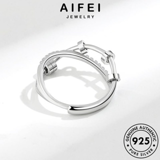 AIFEI JEWELRY แหวน แฟชั่น เส้นที่สร้างสรรค์ ผู้หญิง เกาหลี ต้นฉบับ Silver 925 โกลด์ เครื่องประดับ เงิน เครื่องประดับ มอยส์ซาไนท์ ไดมอนด์ แท้ R337