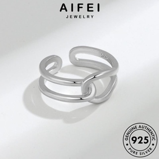 AIFEI JEWELRY เส้นที่เรียบง่าย แหวน แท้ เกาหลี ทอง เครื่องประดับ 925 ผู้หญิง แฟชั่น ต้นฉบับ เครื่องประดับ Silver เงิน R360