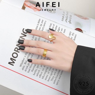 AIFEI JEWELRY รูปสี่เหลี่ยมขนมเปียกปูนอย่างง่าย Silver ทอง แฟชั่น ต้นฉบับ แหวน เงิน เครื่องประดับ แท้ เกาหลี ผู้หญิง 925 เครื่องประดับ R396