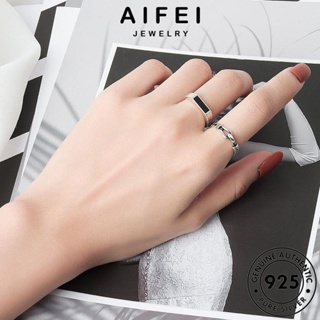 AIFEI JEWELRY เงิน แฟชั่น แหวน เครื่องประดับ ต้นฉบับ ทอง แท้ เครื่องประดับ เกาหลี ตารางง่ายๆ 925 ผู้หญิง Silver R402