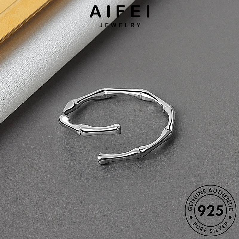AIFEI JEWELRY925 ต้นฉบับ ผู้หญิง ไม้ไผ่ที่เรียบง่าย แฟชั่น แหวน เงิน แท้ Silver ทอง เครื่องประดับ เกาหลี เครื่องประดับ R460