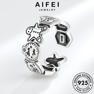 AIFEI JEWELRY เครื่องประดับ 925 แท้ เงิน เกาหลี แหวน เครื่องประดับ การ์ตูนมนุษย์ขนมปังขิง ต้นฉบับ ผู้หญิง แฟชั่น Silver R511