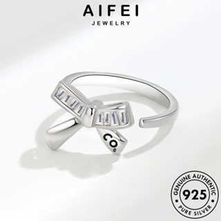 AIFEI JEWELRY ผู้หญิง 925 เครื่องประดับ แฟชั่น โบว์ง่ายๆ แท้ ต้นฉบับ เงิน Silver มอยส์ซาไนท์ไดมอนด์ เครื่องประดับ แหวน เกาหลี R518