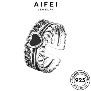 AIFEI JEWELRY เครื่องประดับ ผู้หญิง แท้ Silver หัวใจย้อนยุค ต้นฉบับ แฟชั่น เครื่องประดับ 925 เกาหลี เงิน แหวน R481