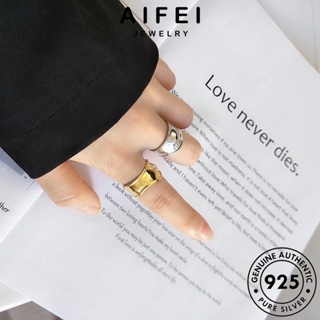 AIFEI JEWELRY รุ่นกว้างง่าย ต้นฉบับ เครื่องประดับ Silver แหวน แท้ ทอง เงิน แฟชั่น 925 เกาหลี เครื่องประดับ ผู้หญิง R484