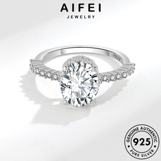 AIFEI JEWELRY แท้ ต้นฉบับ Silver 925 เครื่องประดับ เครื่องประดับ เงิน เกาหลี แฟชั่น ผู้หญิง แหวน มอยส์ซาไนท์ไดมอนด์ วงรี R539