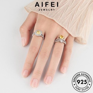 AIFEI JEWELRY เรียบง่าย เครื่องประดับ แหวน แฟชั่น เงิน แท้ ต้นฉบับ เครื่องประดับ 925 เกาหลี ผู้หญิง Silver ซิทริน R1035