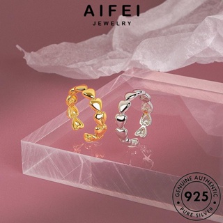 AIFEI JEWELRY เครื่องประดับ แฟชั่น เกาหลี เงิน ผู้หญิง 925 ต้นฉบับ ความรักที่เรียบง่าย แท้ Silver ทอง เครื่องประดับ แหวน R695