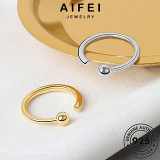 AIFEI JEWELRY ต้นฉบับ เงิน เครื่องประดับ แท้ เกาหลี แฟชั่น เครื่องประดับ ลูกปัดธรรมดา Silver แหวน ทอง ผู้หญิง 925 R731