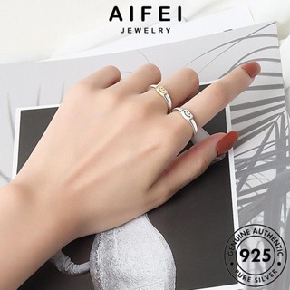 AIFEI JEWELRY แฟชั่น เครื่องประดับ เงิน เกาหลี เครื่องประดับ Silver ผู้หญิง แท้ ต้นฉบับ แหวน ทอง 925 ใบหน้ายิ้มส่วนบุคคล R732