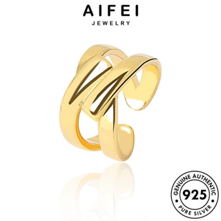 AIFEI JEWELRY เงิน ต้นฉบับ 925 ทอง เครื่องประดับ เส้นบุคลิกภาพ แหวน เกาหลี Silver ผู้หญิง เครื่องประดับ แฟชั่น แท้ R742