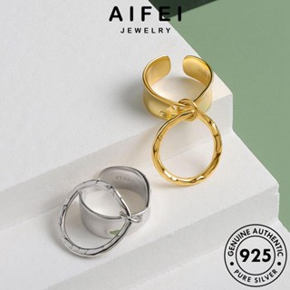 AIFEI JEWELRY แฟชั่น Silver เกาหลี สองชั้นผิดปกติ ผู้หญิง เงิน ทอง แหวน เครื่องประดับ ต้นฉบับ 925 เครื่องประดับ แท้ R725