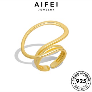 AIFEI JEWELRY เครื่องประดับ เงิน เครื่องประดับ แท้ ต้นฉบับ 925 เรขาคณิตฝรั่งเศส ผู้หญิง เกาหลี แฟชั่น ทอง Silver แหวน R728