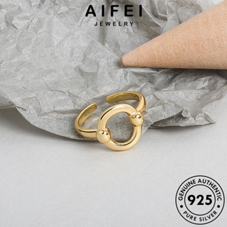 AIFEI JEWELRY ทอง เงิน แหวน 925 ผู้หญิง เครื่องประดับ ต้นฉบับ เครื่องประดับ แท้ เกาหลี แฟชั่น เรขาคณิตบุคลิกภาพ Silver R729