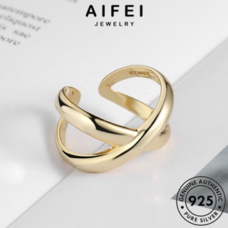 AIFEI JEWELRY Silver แฟชั่น ทอง เกาหลี 925 เครื่องประดับ ต้นฉบับ แท้ ผู้หญิง แหวน เครื่องประดับ ข้ามง่าย เงิน R781