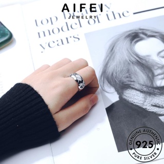 AIFEI JEWELRY เครื่องประดับ เงิน ต้นฉบับ ลม เครื่องประดับ ผู้หญิง 925 แหวน เกาหลี Silver แฟชั่น ทอง แท้ รูปสี่เหลี่ยมขนมเปียกปูน R783