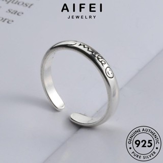 AIFEI JEWELRY เกาหลี ต้นฉบับ เครื่องประดับ 925 แฟชั่น ใบหน้ายิ้มง่าย Silver แหวน แท้ เครื่องประดับ เงิน ผู้หญิง R795