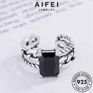 AIFEI JEWELRY ความคิดสร้างสรรค์ ต้นฉบับ เงิน แหวน ผู้หญิง แบล็คไดมอนด์ออบซิเดียน เกาหลี Silver เครื่องประดับ แฟชั่น แท้ 925 เครื่องประดับ R820