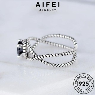 AIFEI JEWELRY แฟชั่น เครื่องประดับ เครื่องประดับ แหวน 925 ผู้หญิง แท้ แนวโน้ม Silver เกาหลี แบล็คไดมอนด์ออบซิเดียน เงิน ต้นฉบับ R833