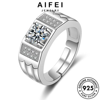 AIFEI JEWELRY ครอบงำ Silver มอยส์ซาไนท์ ไดมอนด์ เครื่องประดับ แท้ 925 ผู้ชาย แฟชั่น ต้นฉบับ โกลด์ เครื่องประดับ เงิน แหวน เกาหลี R834