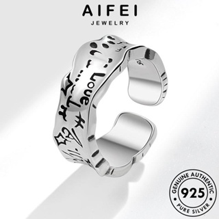 AIFEI JEWELRY ผู้หญิง เกาหลี Silver เครื่องประดับ แฟชั่น เครื่องประดับ 925 กราฟฟิตีอาวุโส เงิน แหวน แท้ ต้นฉบับ R880