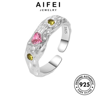 AIFEI JEWELRY 925 เครื่องประดับ แท้ เกาหลี ต้นฉบับ แฟชั่น หวานและไม่สม่ำเสมอ ผู้หญิง เครื่องประดับ Silver แหวน เงิน คริสตัลเพชรสีชมพู R882