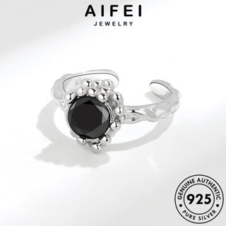 AIFEI JEWELRY 925 ต้นฉบับ เครื่องประดับ เงิน แหวน บุคลิกภาพ ผู้หญิง เครื่องประดับ แบล็คไดมอนด์ออบซิเดียน แฟชั่น เกาหลี แท้ Silver R944