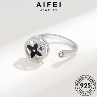 AIFEI JEWELRY ต้นฉบับ ผู้หญิง แฟชั่น เกาหลี 925 เครื่องประดับ แหวน เครื่องประดับ ทอง Silver โคลเวอร์สี่ใบส่วนบุคคล แท้ เงิน R1010