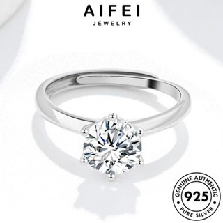 AIFEI JEWELRY ผู้หญิง ต้นฉบับ เงิน แฟชั่น เครื่องประดับ เกาหลี มอยส์ซาไนท์ไดมอนด์ แท้ 925 แหวน เครื่องประดับ Silver R1034