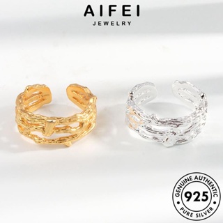 AIFEI JEWELRY แท้ เงิน หลายชั้นไม่สม่ำเสมอ แฟชั่น ผู้หญิง แหวน เครื่องประดับ ต้นฉบับ ทอง Silver เกาหลี 925 เครื่องประดับ R1046