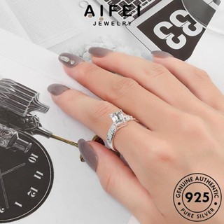 AIFEI JEWELRY เครื่องประดับ ผู้หญิง เกาหลี แท้ แหวน ต้นฉบับ สี่เหลี่ยมหวาน เครื่องประดับ มอยส์ซาไนท์ไดมอนด์ Silver เงิน 925 แฟชั่น R1069