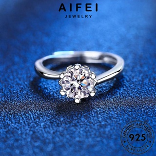 AIFEI JEWELRY ต้นฉบับ แท้ เครื่องประดับ 925 เครื่องประดับ แฟชั่น เกาหลี เงิน ผู้หญิง แหวน Silver มอยส์ซาไนท์ไดมอนด์ R1162