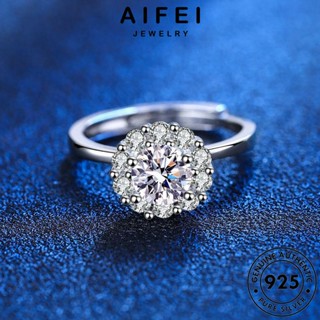 AIFEI JEWELRY เกาหลี เครื่องประดับ เครื่องประดับ สี่กรงเล็บ แหวน ผู้หญิง แท้ เงิน มอยส์ซาไนท์ไดมอนด์ แฟชั่น 925 Silver ต้นฉบับ R1173