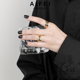 AIFEI JEWELRY เครื่องประดับ เกาหลี เครื่องประดับ แท้ พื้นผิวเรียบไม่สม่ำเสมอ ทอง 925 ต้นฉบับ Silver ผู้หญิง แฟชั่น เงิน แหวน R1199