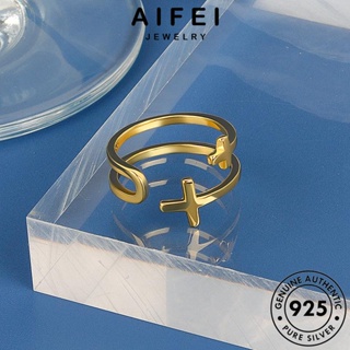 AIFEI JEWELRY ต้นฉบับ แหวน แฟชั่น 925 เครื่องประดับ เครื่องประดับ ข้ามง่าย ผู้หญิง เกาหลี แท้ Silver ทอง เงิน R1205