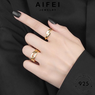 AIFEI JEWELRY ห่วงโซ่ที่เรียบง่าย เครื่องประดับ แหวน แท้ เงิน เครื่องประดับ 925 ผู้หญิง ต้นฉบับ เกาหลี ทอง Silver แฟชั่น R1233