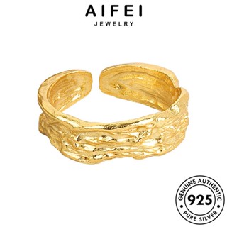 AIFEI JEWELRY แฟชั่น ไม่สม่ำเสมอ ต้นฉบับ ผู้หญิง Silver เงิน เครื่องประดับ 925 แท้ เครื่องประดับ เกาหลี ทอง แหวน R1287