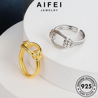 AIFEI JEWELRY เงิน ต้นฉบับ ผู้หญิง แฟชั่น ทอง 925 เกาหลี เครื่องประดับ เครื่องประดับ แท้ รูปทรงเรขาคณิตที่เรียบง่าย แหวน Silver R1272