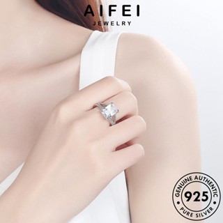 AIFEI JEWELRY มอยส์ซาไนท์ ต้นฉบับ 925 แท้ แหวน ผู้หญิง เครื่องประดับ เครื่องประดับ ตารางง่ายๆ เงิน โกลด์ ไดมอนด์ เกาหลี Silver แฟชั่น R1336