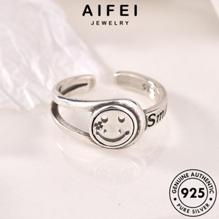 AIFEI JEWELRY เครื่องประดับ เงิน ต้นฉบับ 925 แหวน เครื่องประดับ ยิ้มย้อนยุค Silver ผู้หญิง เกาหลี แท้ แฟชั่น R1402