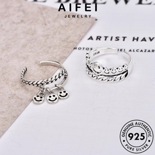 AIFEI JEWELRY 925 เกาหลี แท้ Silver ผู้หญิง ยิ้มย้อนยุค เครื่องประดับ แฟชั่น แหวน เครื่องประดับ ต้นฉบับ เงิน R1414