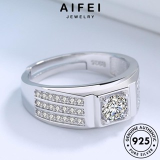 AIFEI JEWELRY ไดมอนด์ ผู้ชาย มอยส์ซาไนท์ เครื่องประดับ 925 Silver แฟชั่น แท้ แหวน ต้นฉบับ เกาหลี เงิน เครื่องประดับ เรียบง่าย โกลด์ R1416