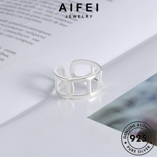 AIFEI JEWELRY ผู้หญิง 925 เครื่องประดับ เงิน รูปทรงเรขาคณิตกลวง แฟชั่น แหวน แท้ เครื่องประดับ Silver ต้นฉบับ เกาหลี R1427