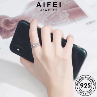 AIFEI JEWELRY เงิน ผู้หญิง 925 แหวน แท้ Silver เครื่องประดับ ต้นฉบับ เกาหลี แฟชั่น เครื่องประดับ ลูกปัดบิดสามเส้นย้อนยุค R1467