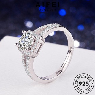 AIFEI JEWELRY มอยส์ซาไนท์ เครื่องประดับ แท้ โกลด์ แหวน ผู้หญิง เกาหลี จัตุรัสแฟชั่น 925 เครื่องประดับ เงิน Silver แฟชั่น ต้นฉบับ ไดมอนด์ R1436